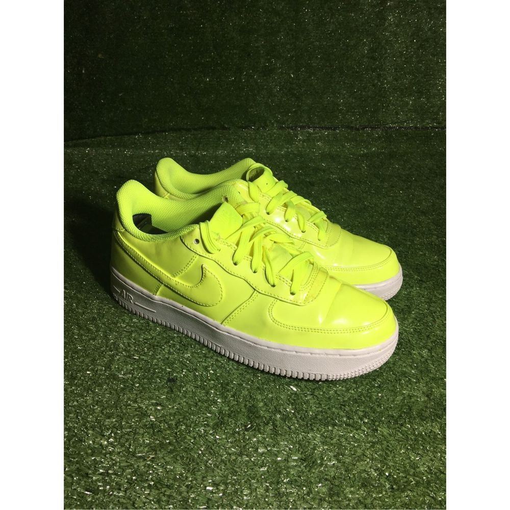 Nike Shoes | Kids Nikes Size 7y Or Womens 8.5 Nike Air Force 1 Cyber Green Aj9505-300 | Color: Green/White | Size: 7b