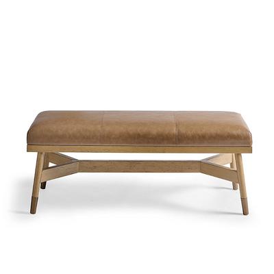 Arthur Bench - Bonded Leather, Marbled Chestnut / Harvest - Grandin Road