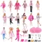 NUOVO 25 vestiti per bambole in stile abiti rosa maglione invernale cappotto abito pantalone costume accessori per casa delle bambole regalo di Natale per ragazze