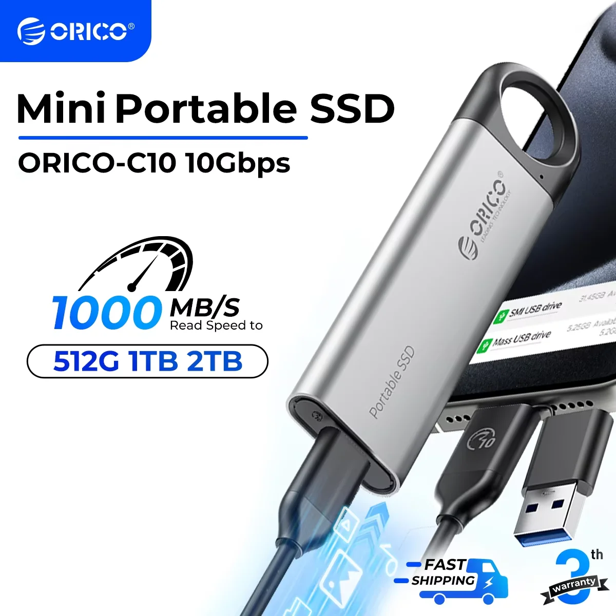 ORICO Portable SSD 1000 mo/s externe solide stockage lecteur 512GB 256GB 128GB USB3.2 type-c PSSD pour ordinateur Portable jeu bureau travail