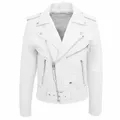Giacca da uomo in pelle PU bianca Giacca da moto a maniche lunghe stile punk Autunno Inverno
