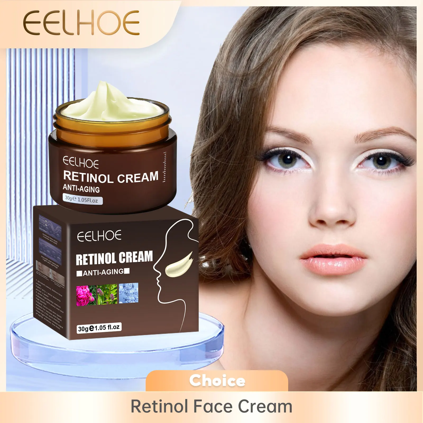 EELHOE Retinol-Creme zur Reparatur des Gesichts, aufhellende, hautstraffende Hyaluronsäure, verjüngt das Gesicht, Feuchtigkeitscreme, Gesichtscreme Image