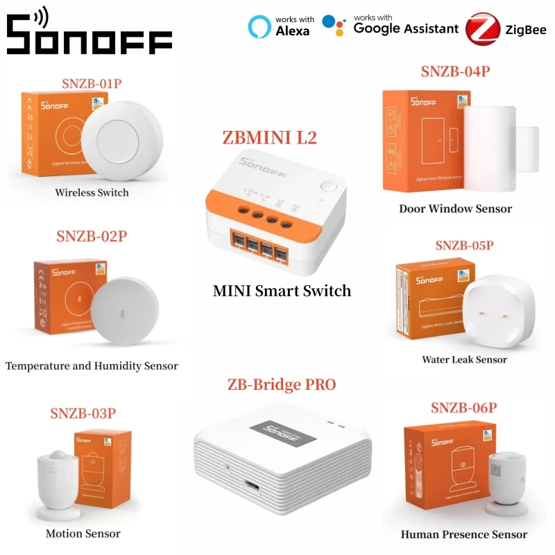 SONOFF SNZB-01P SNZB-02P SNZB-03P SNZB-04P SNZB-05P SNZB-06P ZBMINI L2 Zigbee Bridge PRO Smart Home Modul Unterstützung Alexa Google Image