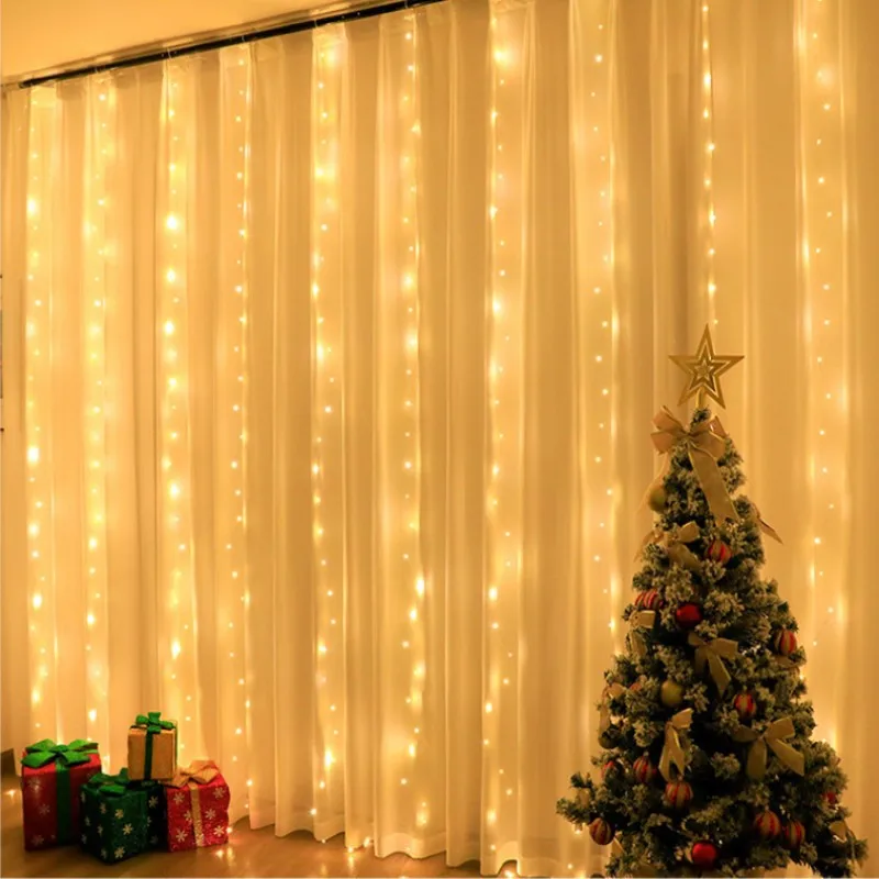 LED Vorhang Lichterketten Girlande Weihnachts dekor 8 Modi USB-Fernbedienung Hochzeit Urlaub Party Lichterketten für Schlafzimmer nach Hause
