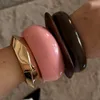 DIEZI 4 Stil Rosa Braun Acryl Harz Breite Armreifen Punk Hip Hop Männer Gold Silber Farbe Frühling Armreifen Frauen Armband schmuck
