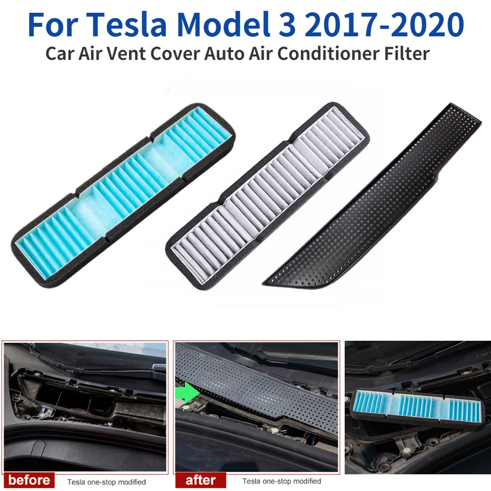 Auto Lufteinlass filter für Tesla Modell 3 2017-2020 Kühlergrill abdeckung Einlass Entlüftung verkleidung interne externe Luftströmung schutz Zubehör Image