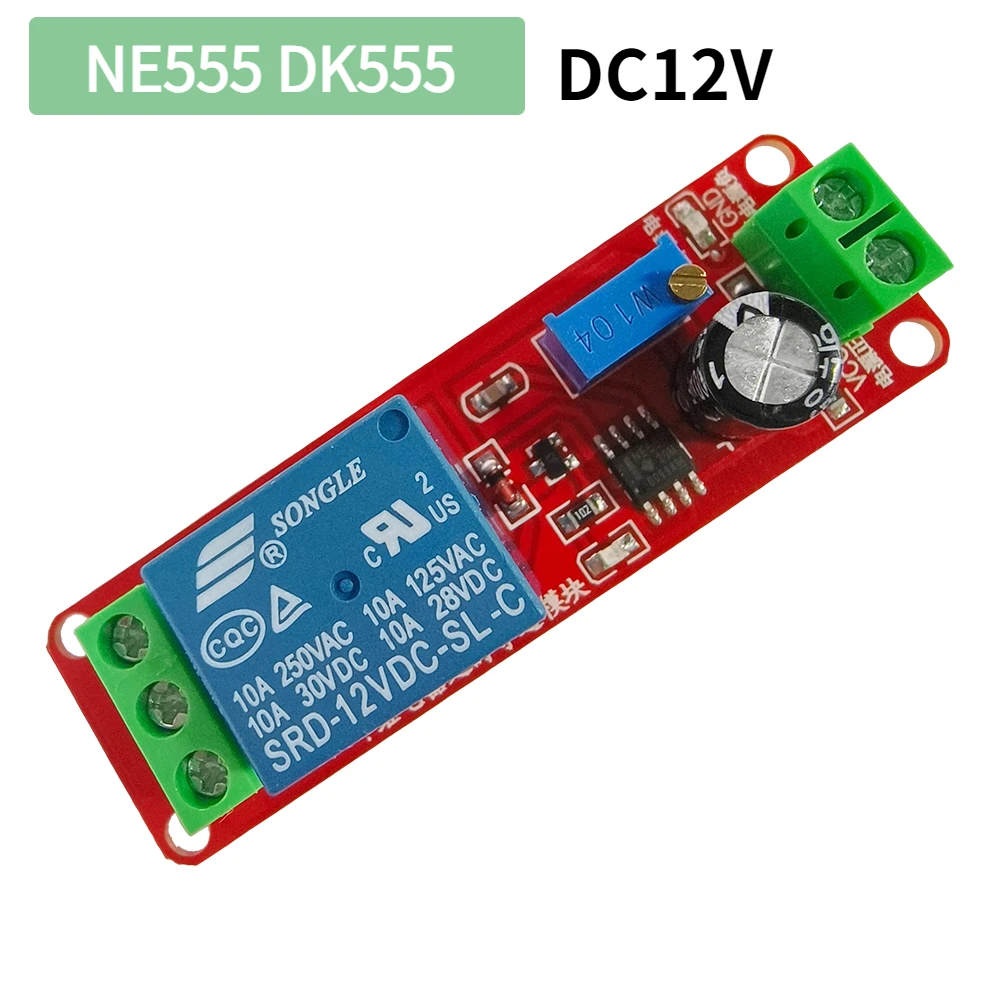 NE555 DK555 Zeitschaltuhr Einstellbares Trennmodul DC12V Zeitverzögerungsrelaismodul DC 12V Verzögerungsrelaisschild 0~10S Image