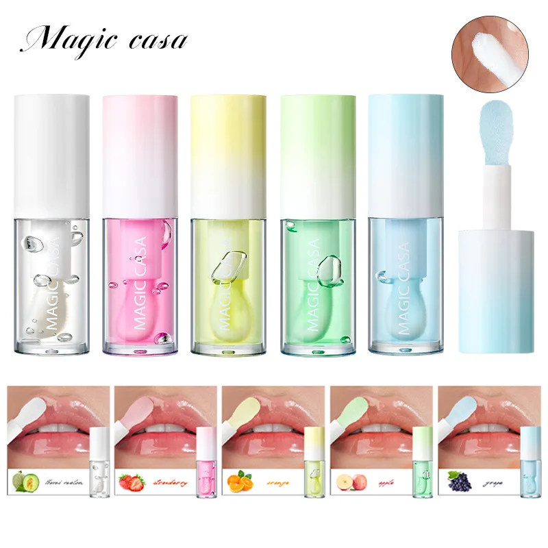 MAGIC CASA 5-farbiges, durchscheinendes Fruchtgelee-Lippenöl, feuchtigkeitsspendender Lippenschutz, Lippenhonig, feuchtigkeitsspendende Lippenlinien, Lippenstiftbasis Image