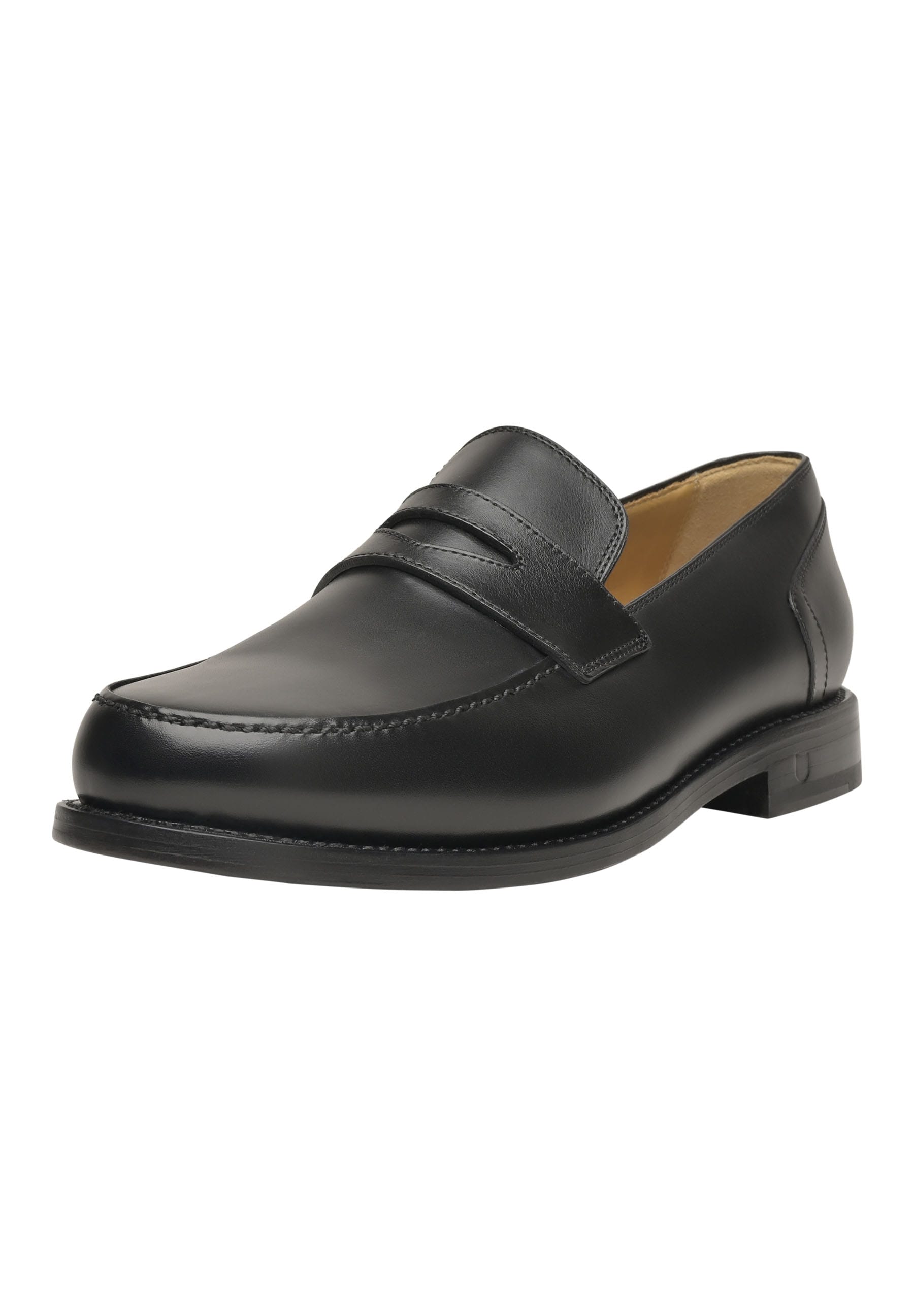Loafer HENRY STEVENS "Haywood PL Businessschuh", Herren, Gr. 45, schwarz, Boxcalf, Schuhe Loafer, Herren Halbschuhe Leder handgefertigt, Anzugschuhe Slipper