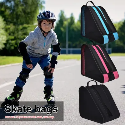 Kids Roller Skating Bag Breathable Thicken Inline Skates Bag with Sides Mesh Pockets Skates Storage