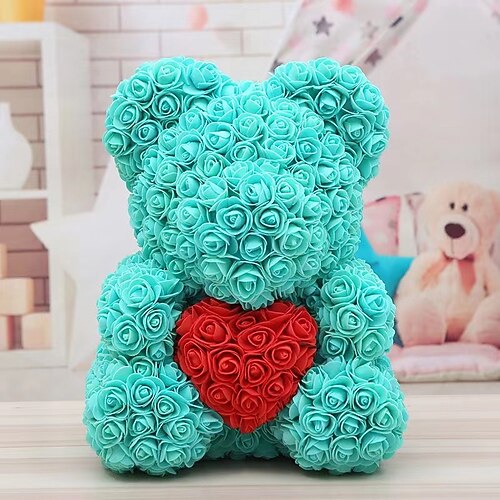 regali di San Valentino per lei, orso di rose con cuore 25/40 cm orso di rose artificiali, regalo romantico per San Valentino, matrimonio, festa della mamma e anniversario, inclusa scatola regalo