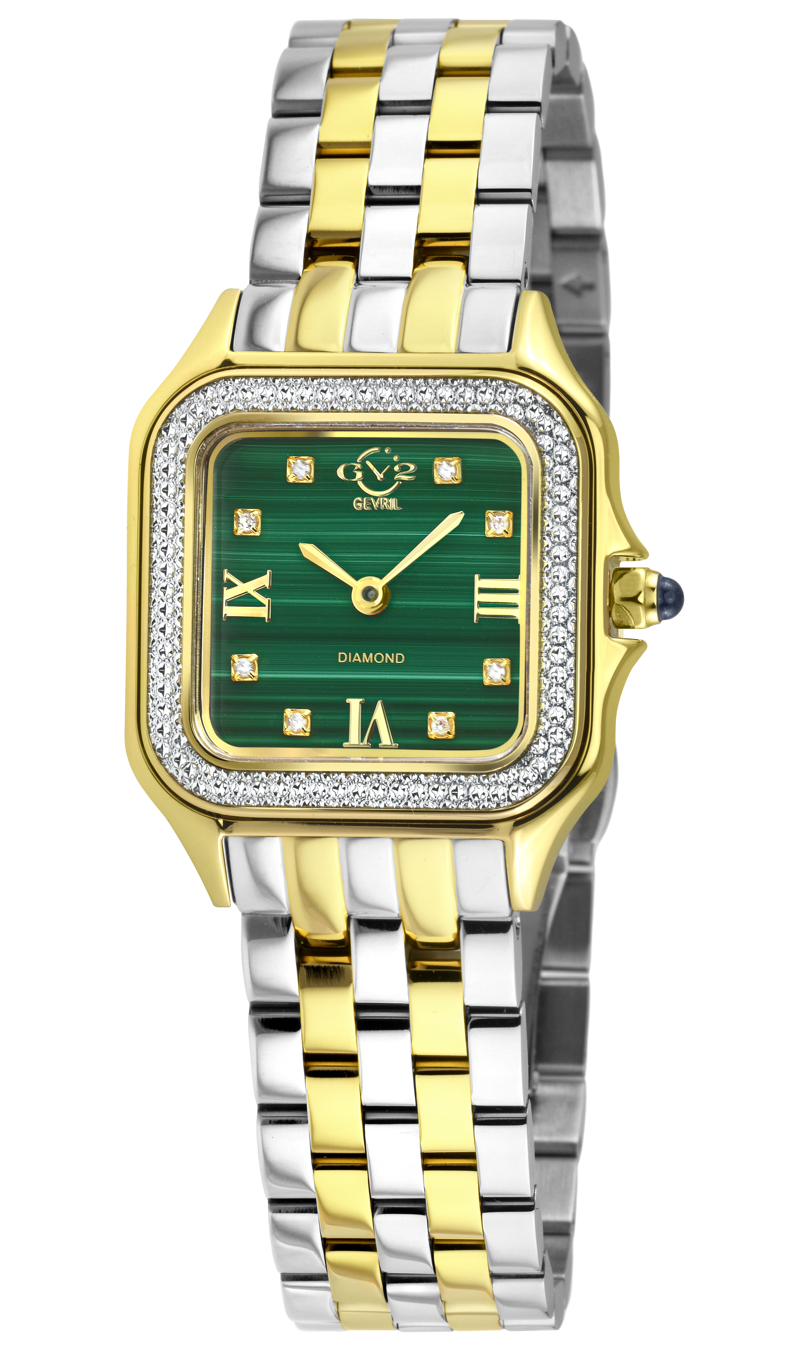 Gv2 Milan Womens Malachite Dial, Two Toned Ss/ipyg Bracelet Watch - Silver Patent Leather - One Size | Gv2 Sale | Discount Designer Brands