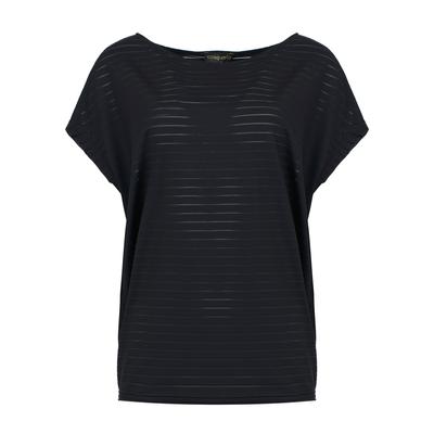 Damen Schwarzes Oversized Sommer-Top mit Transparenten Streifen Image