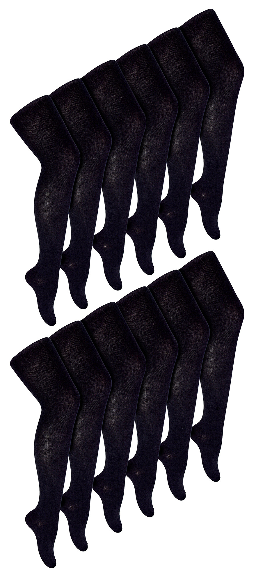 12 Paar Multipack Mädchen Schuluniform Strumpfhosen | Sock Snob | Soft & Comfy Plain Opaque Pantyhose Strumpfhosen für Kinder - Schwarz Image