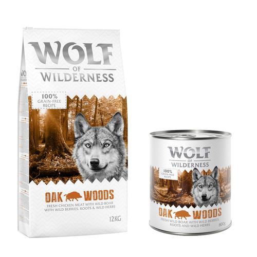 Wolf of Wilderness Kombi-Paket: Adult Trockenfutter + passende Nassfutter - 12 kg Oak Woods -...