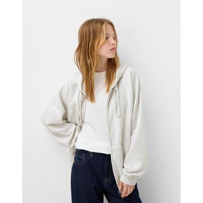 Bershka Zip-Up Hoodie Women M Grey