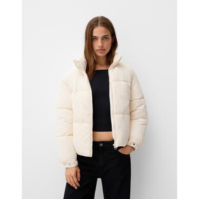 Bershka Puffer Jacket Women 10-12 Cream
