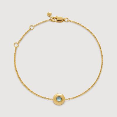 Gold March Birthstone Chain Bracelet Aquamarine