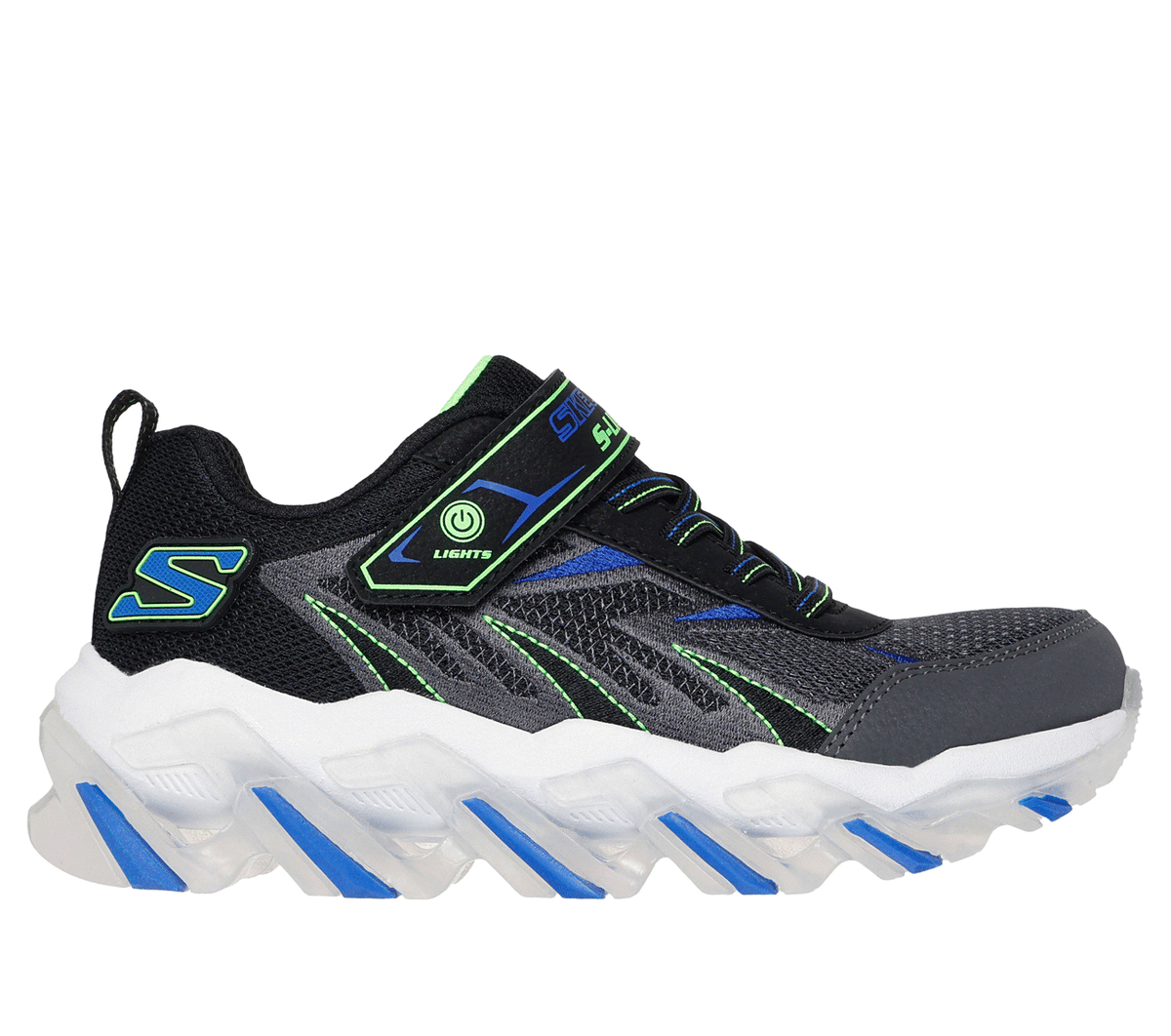 Skechers Boy's S-Lights: Mega-Surge 2.0 Sneaker | Size 2.5 | Charcoal/Black | Textile/Synthetic