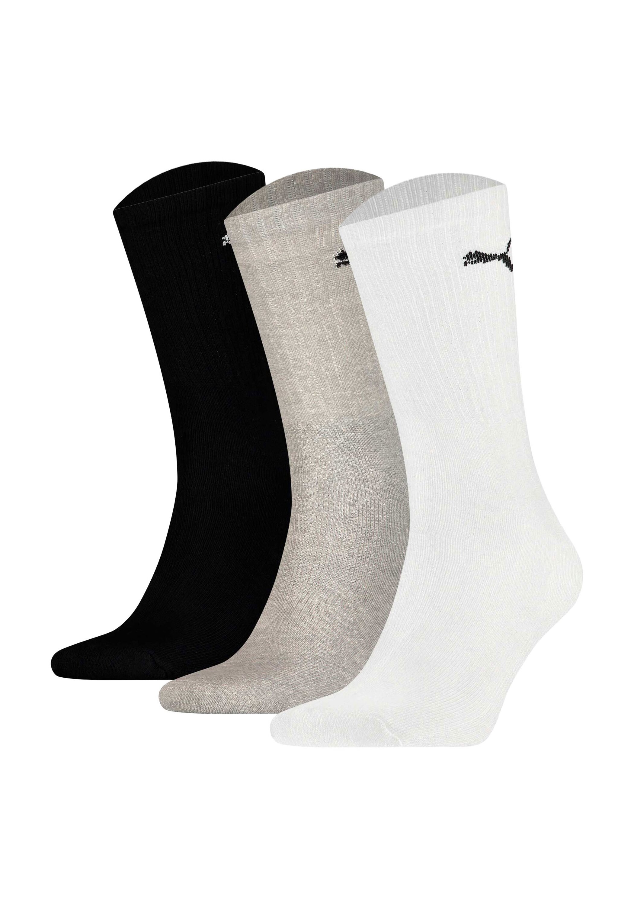 Kurzsocken PUMA "Socken 3er Pack", Herren, Gr. 43-46, bunt (schwarz, weiß, grau), Obermaterial: 74% Baumwolle CO. 21% Polyester PES. 3% Polyamid PA. 2% Elasthan EL., Socken