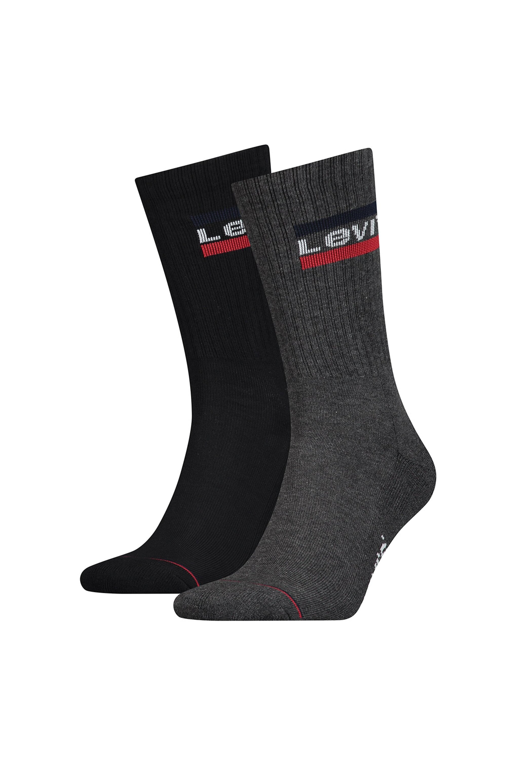Kurzsocken LEVI'S "Socken 2er Pack", Herren, Gr. 39-42, schwarz (schwarz, grau), Obermaterial: 75% Baumwolle CO. 22% Polyamid PA. 3% Elasthan EL., Socken
