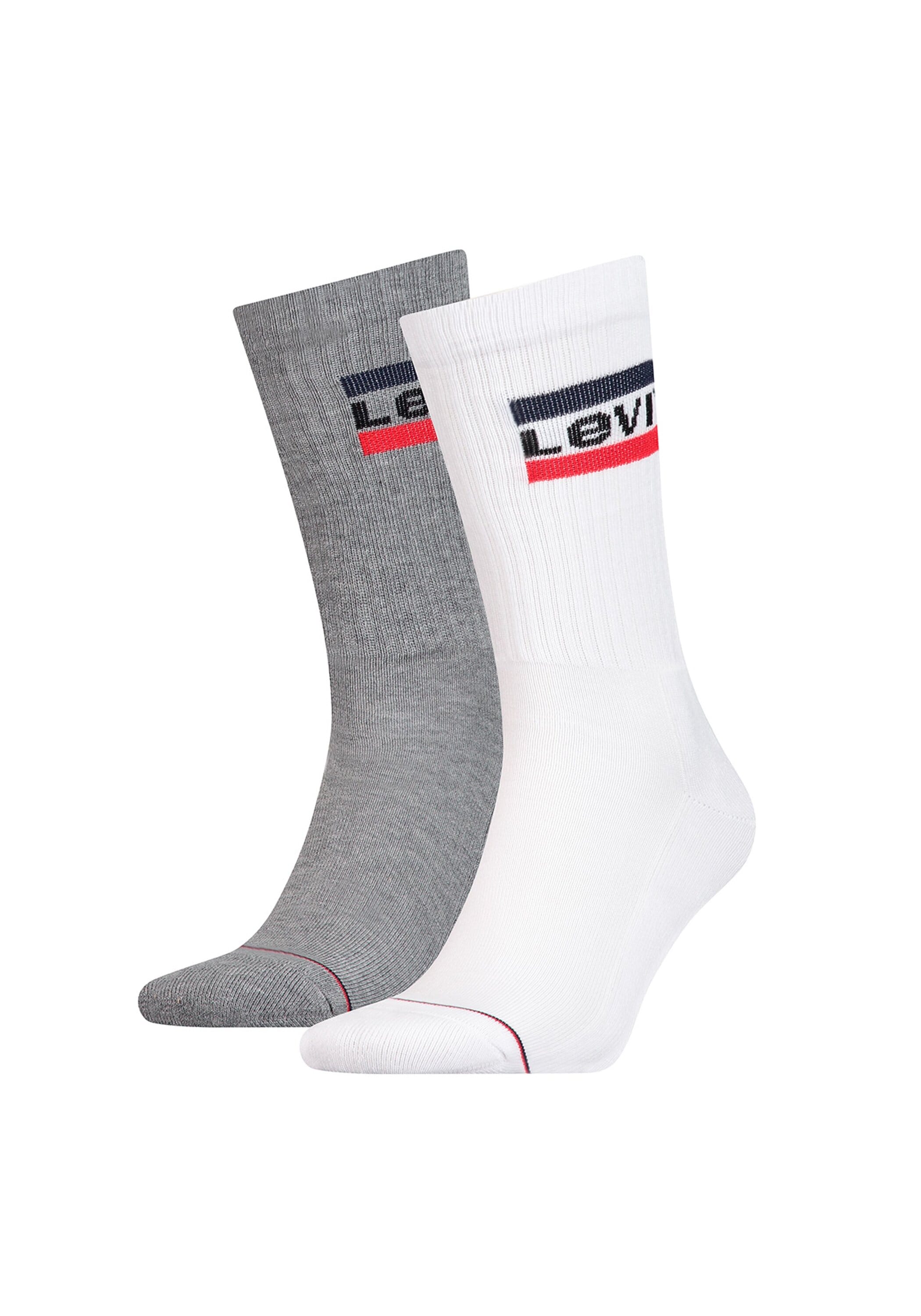 Kurzsocken LEVI'S "Socken 2er Pack", Herren, Gr. 39-42, weiß (weiß, grau), Obermaterial: 75% Baumwolle CO. 22% Polyamid PA. 3% Elasthan EL., Socken