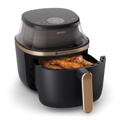 PHILIPS Heissluftfritteuse "Airfryer 3000 NA332/00, mit 6.2L, Sichtfenster", schwarz (schwarz, kupfer), B:32,4cm H:30,3c