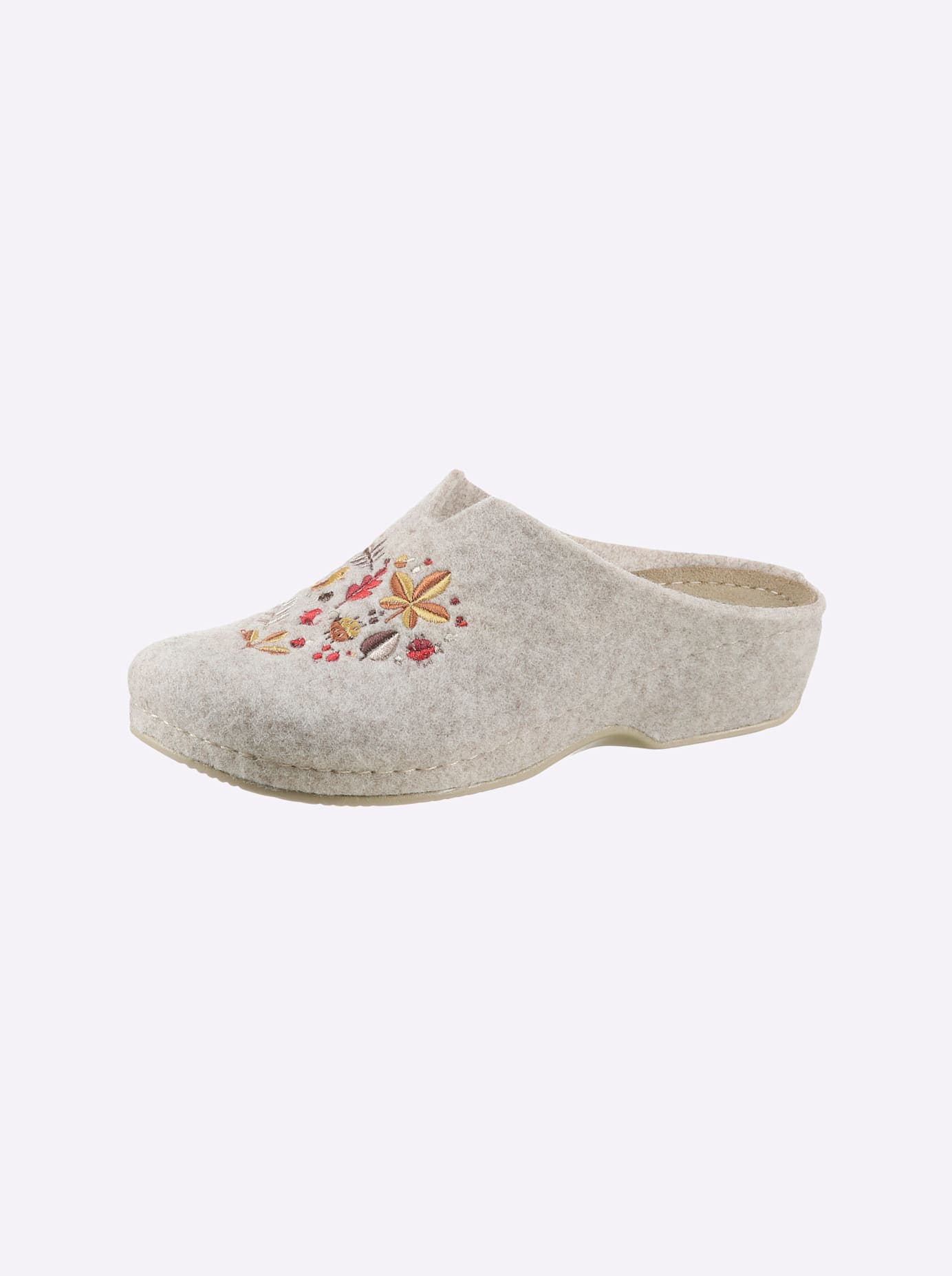 Pantoffel WALDLÄUFER, Damen, Gr. 40, beige, Filz, Schuhe Hausschuh Pantoffeln