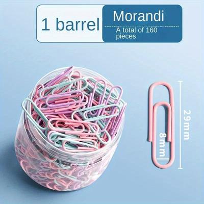 TEMU 160pcs Stainless Steel Paper Clips In Assorted Pastel Colors, Waterproof & Rustproof, Office Stationery And School Supplies, 29mm Durable Metal Memo Clips Bookermarks