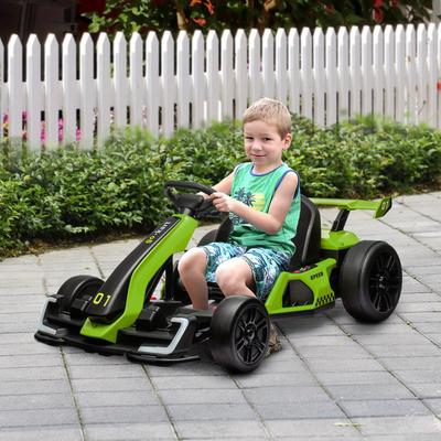 TEMU 24v 7. 5 Mph Electric Go Kart With Adjustable Seat, Drifting Car Battery Powered Ride On Toy Outdoor With Slow Start, Button Start, Music, Horn, Lights, For 6-12 Years Old, Green