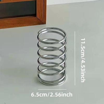 TEMU Metal Toothbrush Holder Simple Desktop Storage Rack Bathroom Drain Storage Rack Makeup Brush Hollow Pencil Vase Decoration