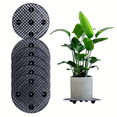 TEMU 6pcs Flower Plant Stands, Plant Stand Indoor Outdoor, Heavy Duty Potted Holder, Sturdy Plant Pot Saucer For Prevent Rot And Damage On Patio & Deck, (12inch, Black) Image