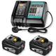 Teetok - Caricabatterie, 2 batterie 5,5 Ah Li-Ion + 1 caricabatterie rapido DC18RC 14,4 V-18 v con