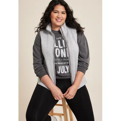 Maurices Plus Size Women's Lightweight Full Zip Fleece Vest Gray Size 2X