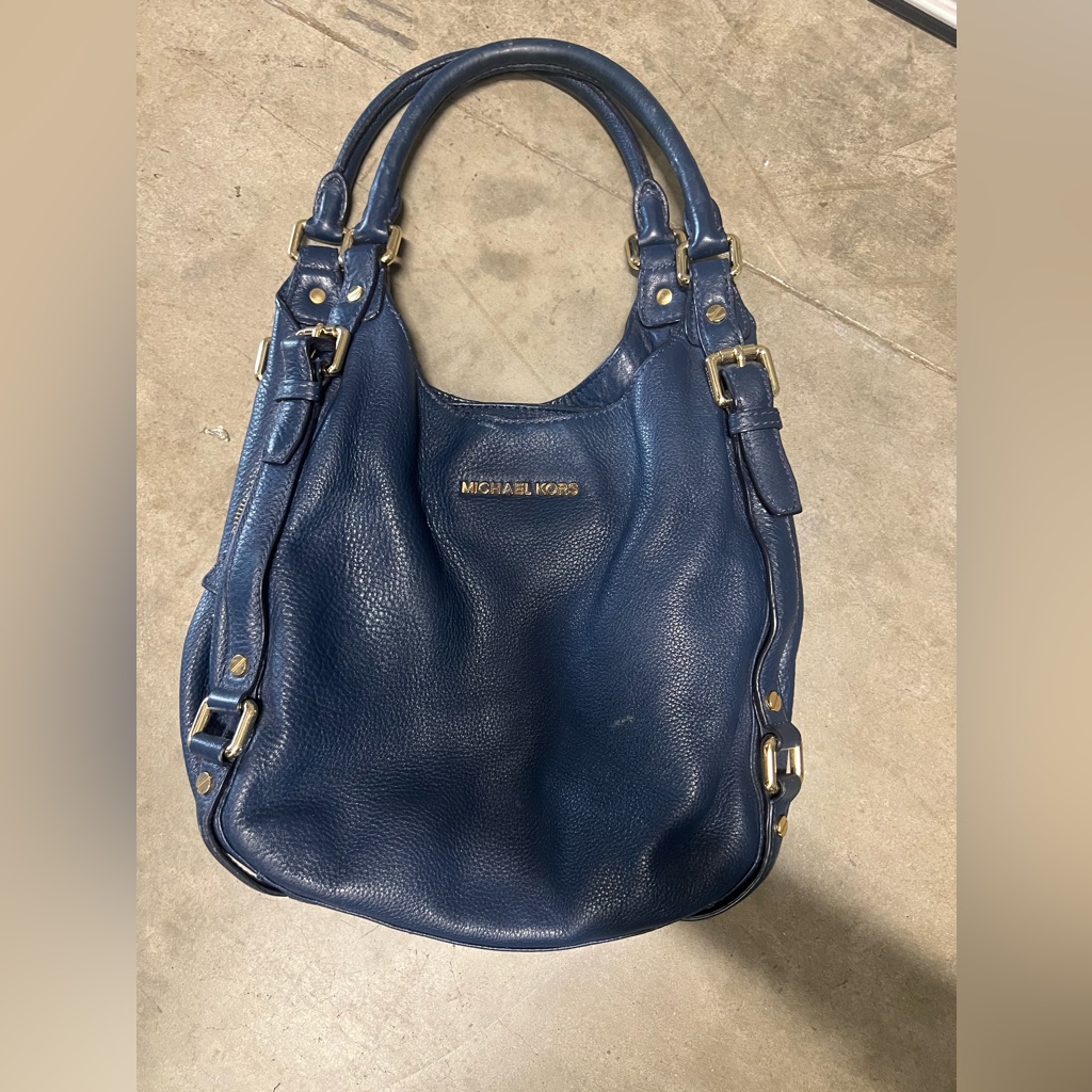 Michael Kors Bags | Cute Michael Kors Leather Handbag. Blue With Gold Hardware. | Color: Blue/Gold | Size: Os