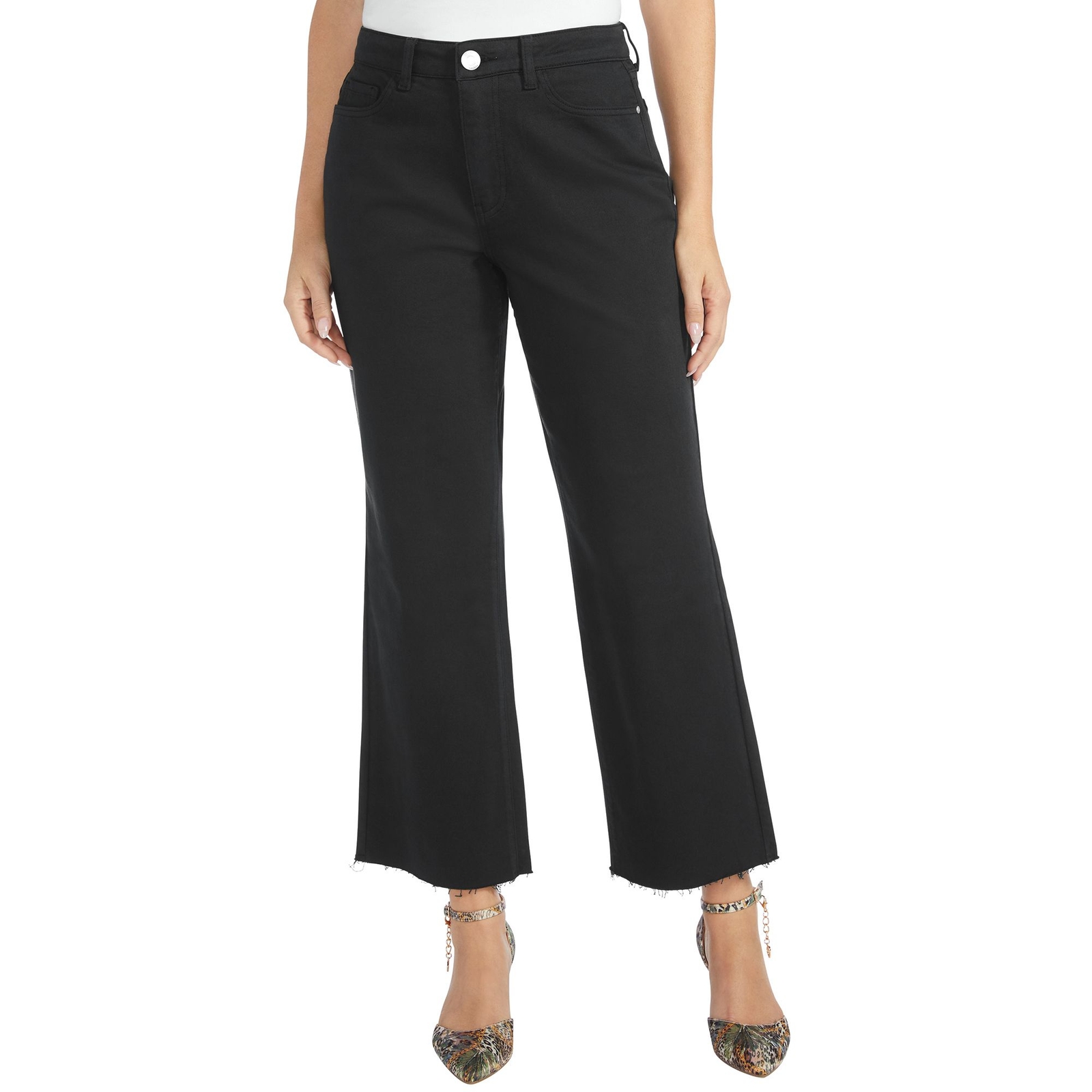 Masseys High-Rise Relaxed Ankle Jean (Size 10) Black, Cotton,Denim,Elastine