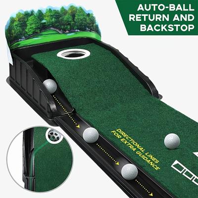 TEMU Huaen Golf Pro - Polyester Indoor Putting Mat With Auto-ball Return & Behind-the-hole Collector, 3, 5, 7ft - Home & Outdoor Practice