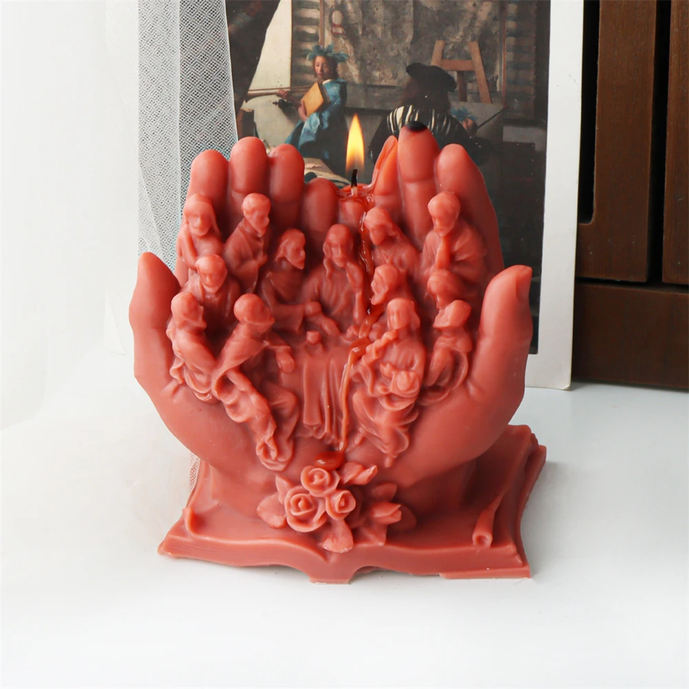 Große letzte Abendessen Silikon form DIY Jesus Familie letzte Abendessen Kerzen form Aroma therapie Gips Harz Zement form Kirchen Dekor Image