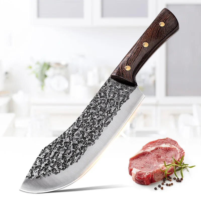 Schmieden Fleisch Cleaver Edelstahl Geschmiedet Küchenmesser Knochen Metzger Messer Holzgriff Chinesische Messer Schneiden Kochen Werkzeuge