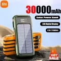 Xiaomi 30000mAh Banca di energia solare di grande capacità 4 in 1 Cavi integrati Display digitale intelligente Luce laser per Samsung Apple