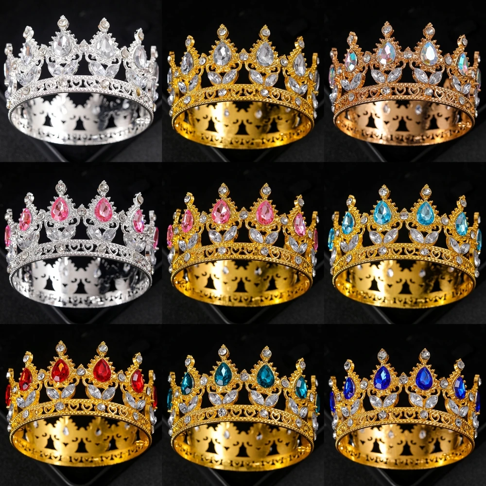 Barocke Kristall Tiaras und Kronen Strass Prom Diadem Stirnband Krone Braut Hochzeit Haarschmuck Schmuck Krone Tiara Geschenk Image