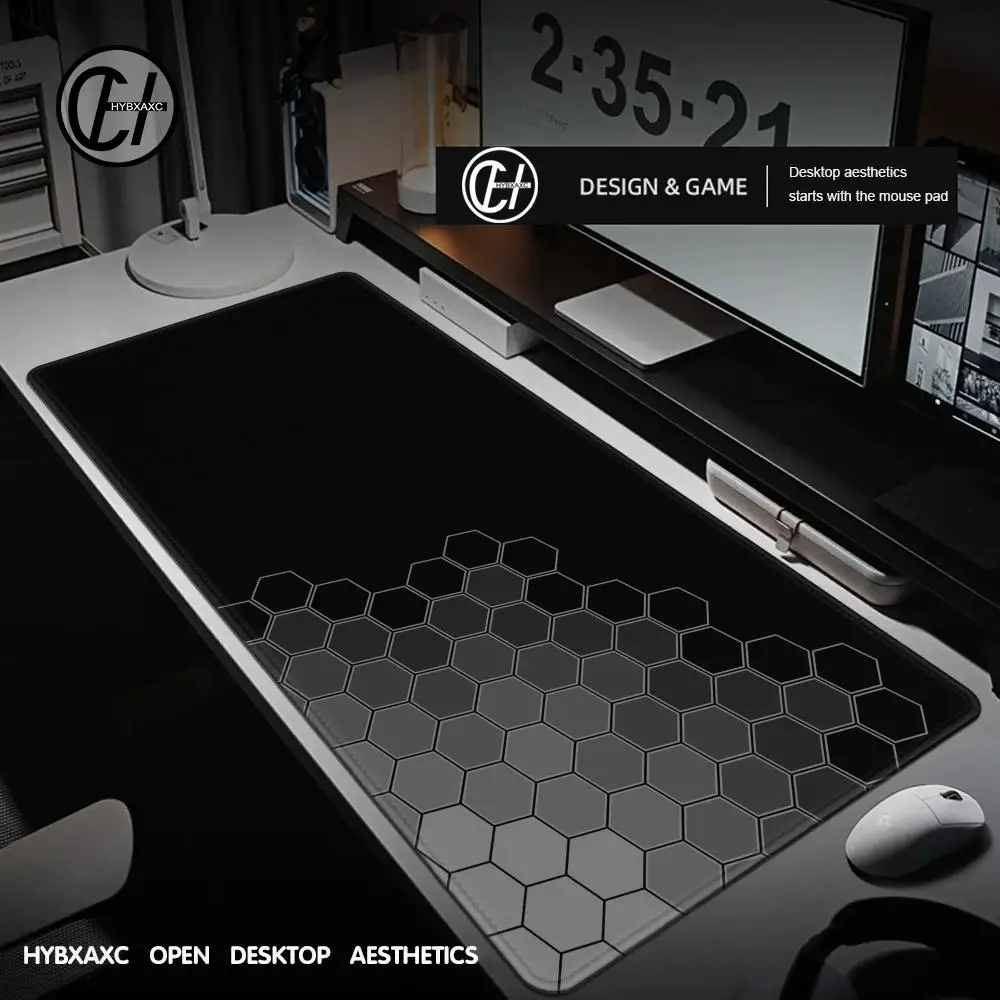 HEX Hexagon Mousepad Computer XXL Mauspads Tastaturpad Schwarz Mauspad Gamer Weicher Büroteppich Tischmatte 1200x600mm Mauspad Image