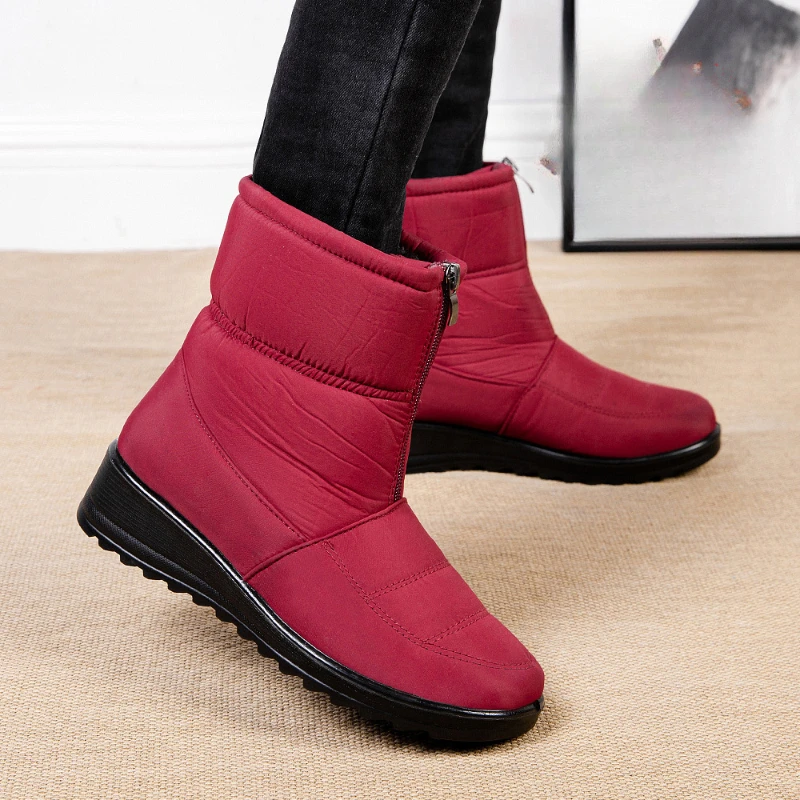 Winter frauen warme schnee stiefel Mode Wasserdichte Plüsch Stiefeletten Nicht Slip Warme Baumwolle Schuhe Damen Casual komfort boot Botas Image