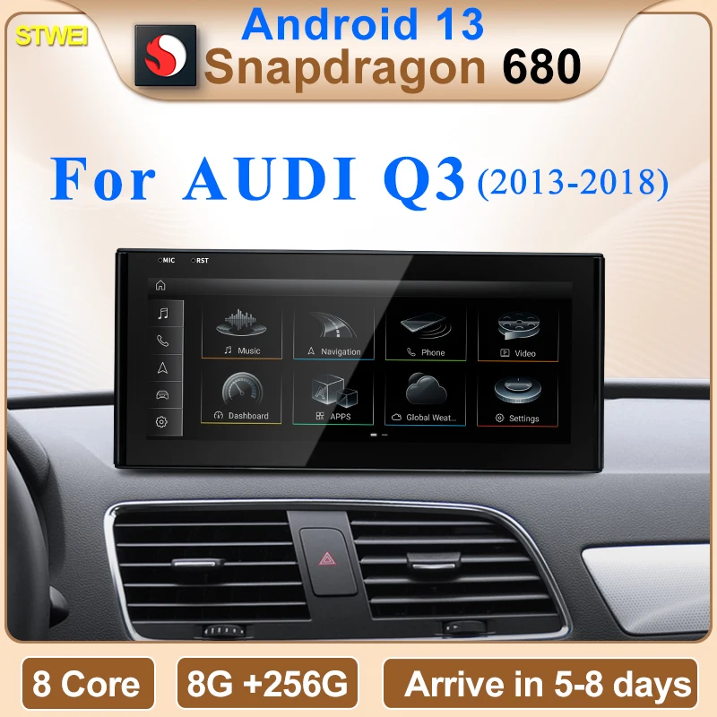 STWEI Qualcomm Snapdragon 680 6225 2,4 GHz Drahtlose CarPlay Android 13 Auto Für AUDI Q3 Auto Multiledia Player Video GPS Bluetooth Image