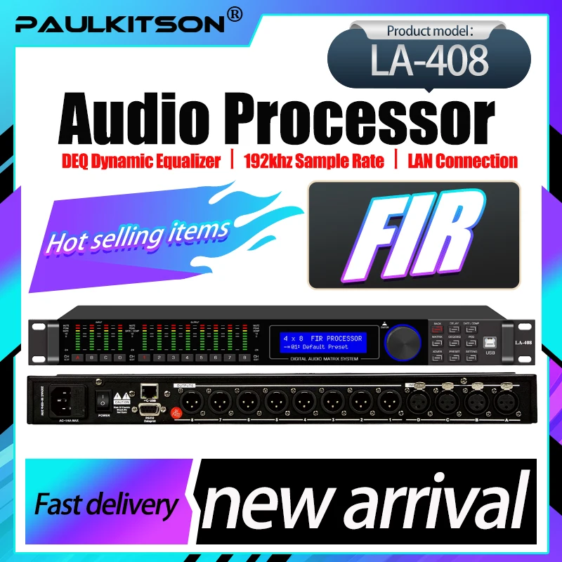 Paulkitson LA-Serie Digitaler Audioprozessor 192 kHz Professioneller Prozessor Audio 64-Bit DSP mit Fir-Lautsprecher-Managementsystem Image