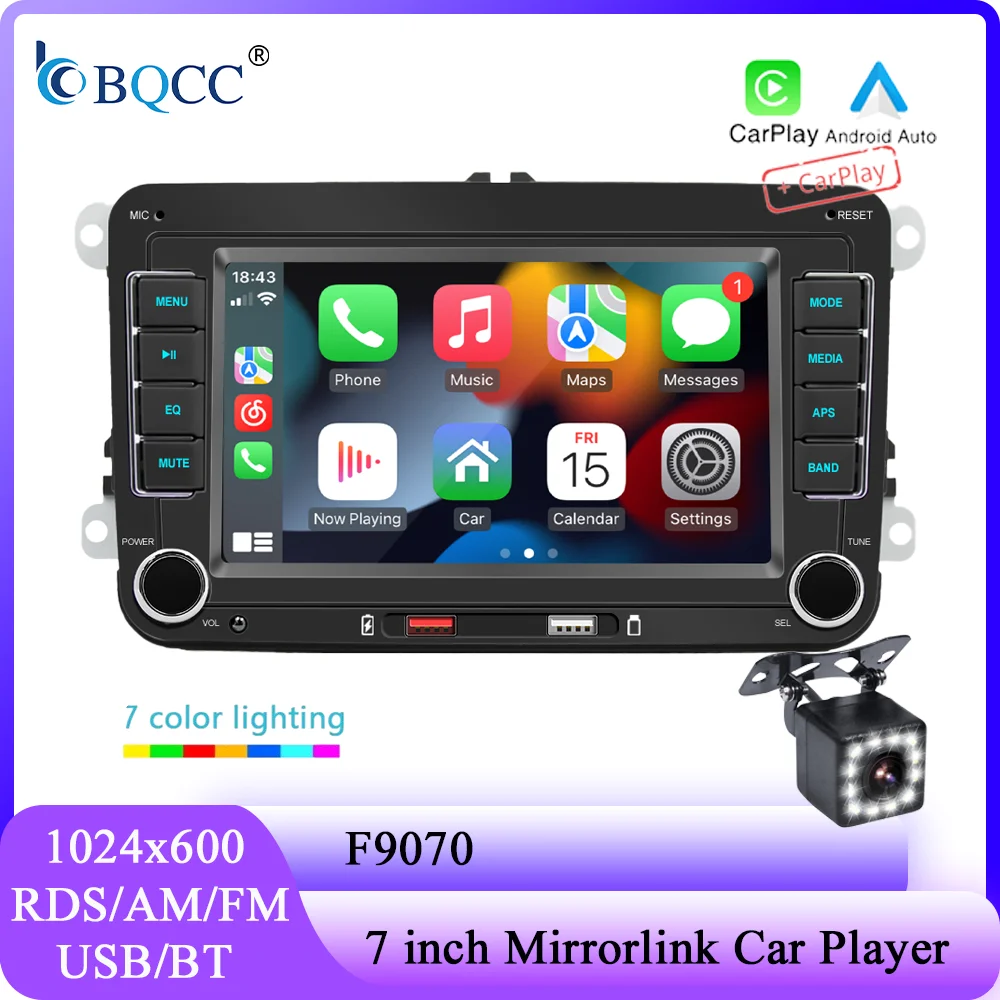 BQCC 2 Din 7 "MP5 Auto Radio FM AM RDS Mirrorlink Carplay Android Auto Auto Stereo Für Volkswagen VW CC Passat B7 Polo Golf 5 6 Image