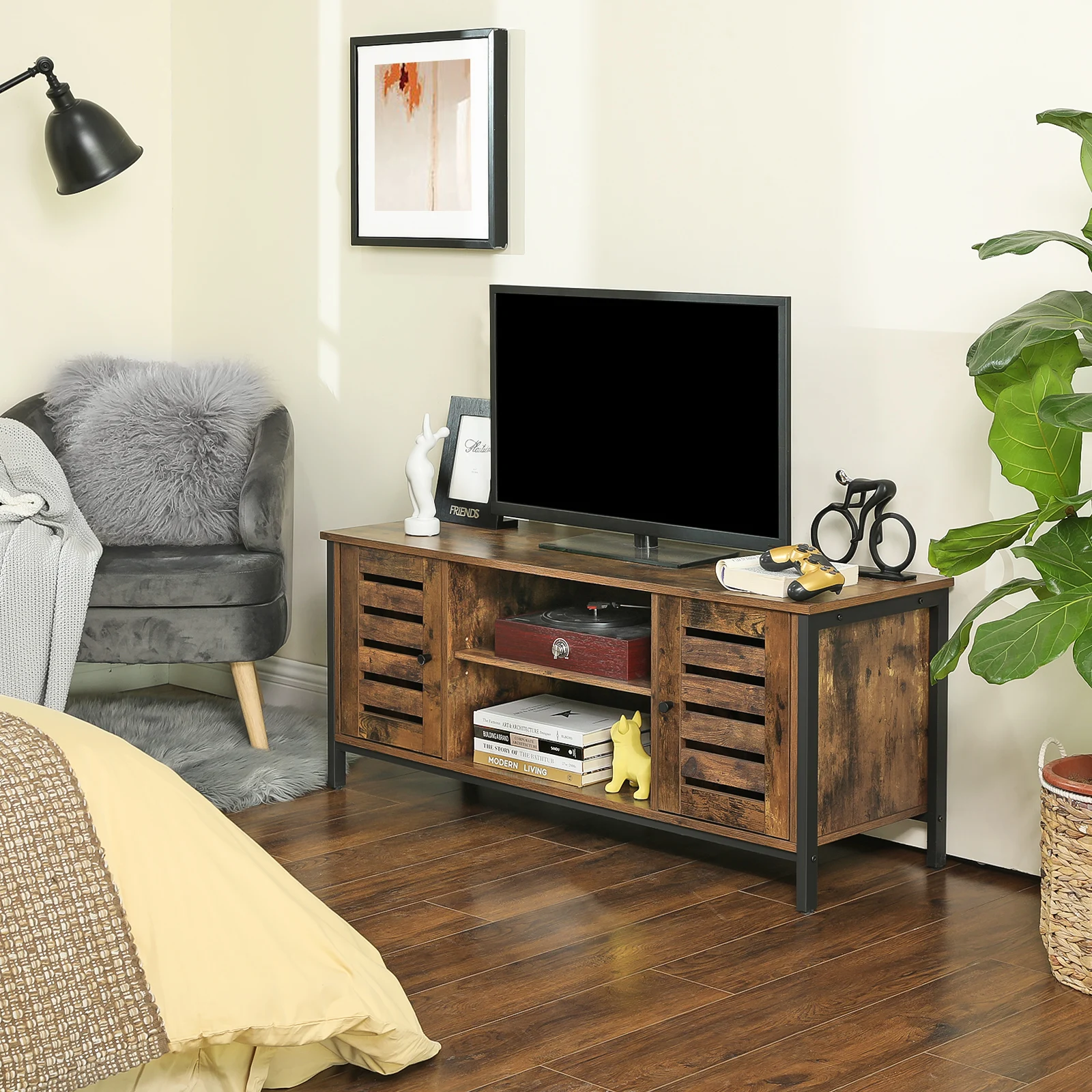 VASAGLE Lowboard TV-Schrank, 2 Schränken und 2 Regalebenen, Breite 110cm