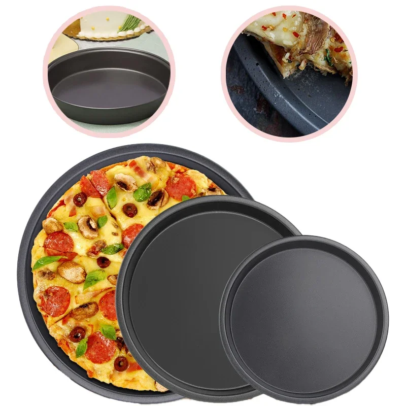 6-10 Zoll Antihaft-Pizza pfanne Stahlplatte Teller Tablett Kochen Backwerk zeug Pizza Pfanne Ofen Werkzeug Küchen zubehör für den Heimgebrauch Image