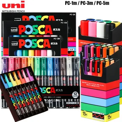 Uni Acrylfarbe POSTS Marker Pen Set Rock Marking Art Pen Graffiti Malzubehör Farbstift PC-5M PC-3M PC-1M