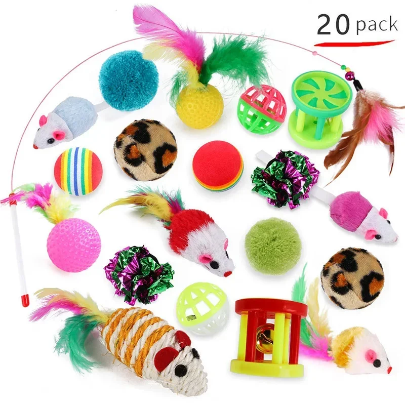 Kätzchen Spielzeug Variety Pack-Haustier Katze Spielzeug Kombination Set Katze Spielzeug Lustige Katze Stick Sisal Maus Glocke Ball katze Liefert Image